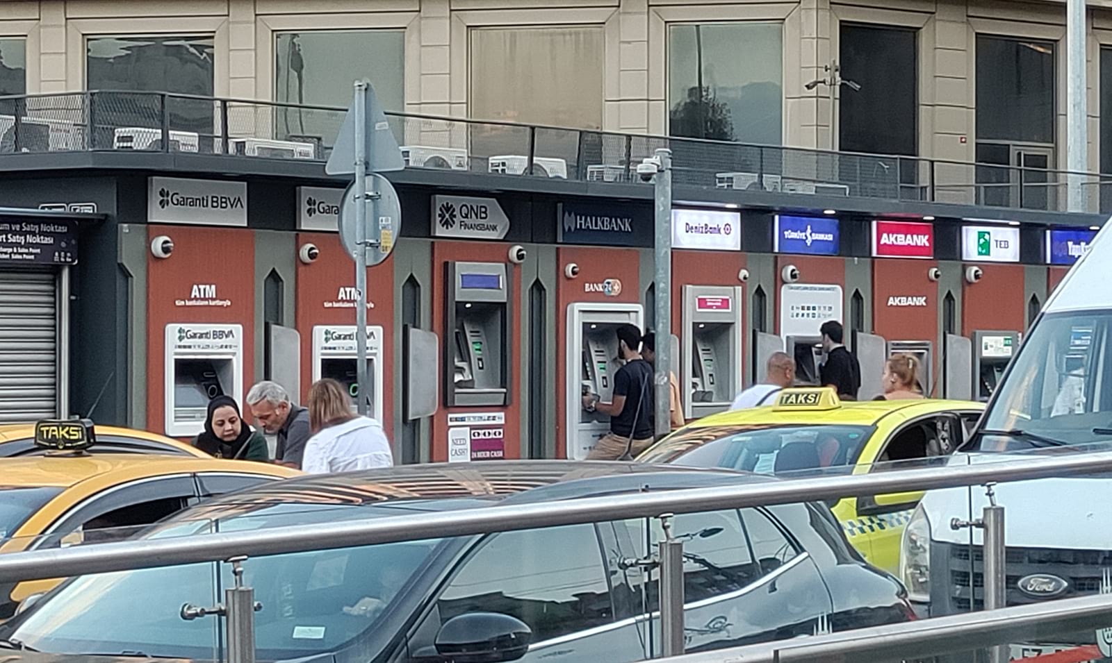 Typical line of ATMs